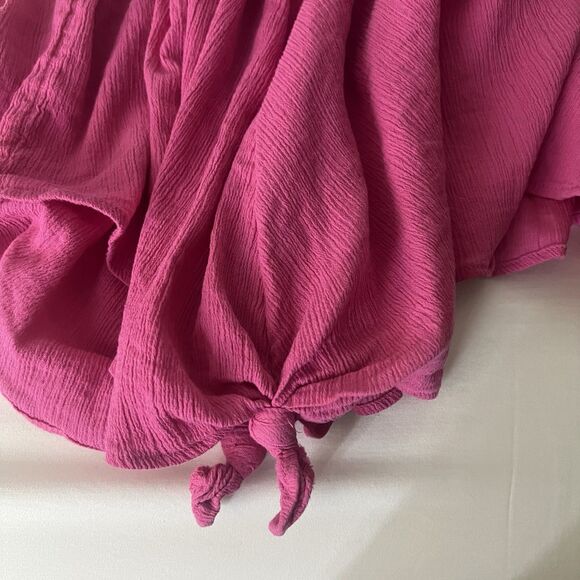 By Anthropologie Strapless Smocked Cover-Up Dress Pink Rose Large Fairy Hem - Picture 7 of 13